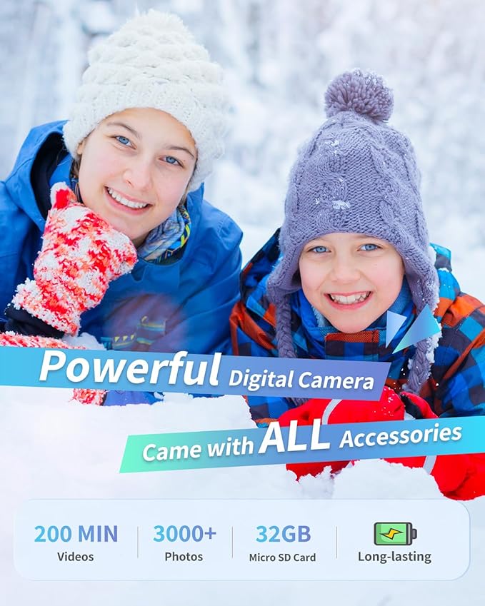 Digital Camera, FHD 1080P Point and Shoot Camera with 16X Zoom Anti Shake, Compact Small Portable for Boy Girls(Deep Black)