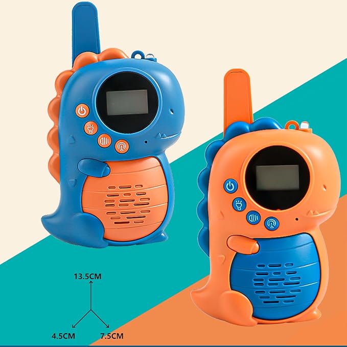 Kids Walkie Talkies Dino Toys for Boys 2 Pack Birthday Gifts for 3 4 5-7 8 Year Old Boys Camping Outdoor Games,Communication Up to 10,000 Feet, LCD Display & Light