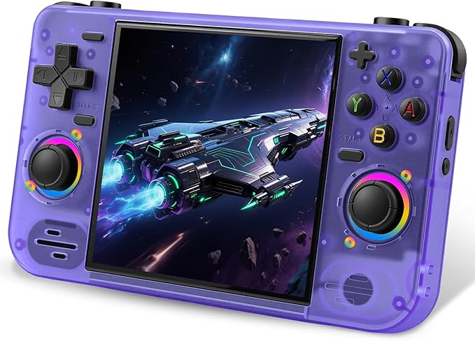RF40H Handheld Game Console, 4.0" Retro Gaming Console Preloaded 20,000+ Classic Games, Open Source Linux System, Support WiFi Online Play, Portable Pocket Hand Held Video Game (Transparent Purple)