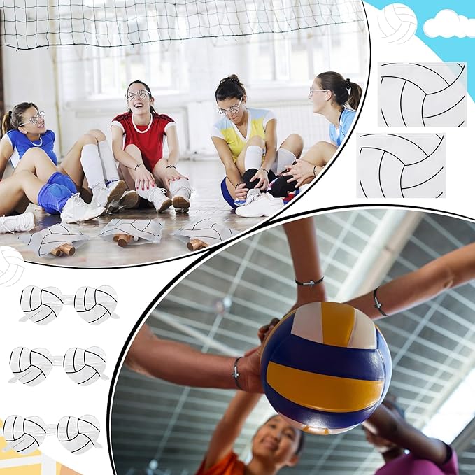 150 Pcs/20 Sets Volleyball Team Gifts for Girls - Volleyball Senior Night Gifts with Scrunchies Makeup Bags Sunglasses Bracelets Stickers Sport Birthday Party Favors for Girls