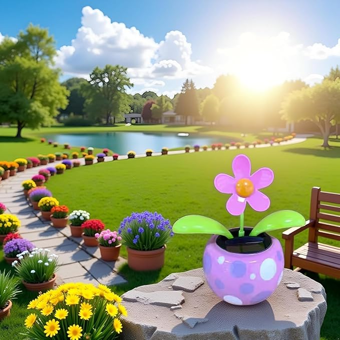 Solar Dancing Flower, Flower Solar Powered Dancing in Colorful Shape Flip Flap Animated Bobblehead Dancer Window Sun Catcher Car Dashboard Decor Solar Power Kits,Learning and Education