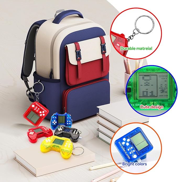 24Pcs Video Game Party Favors Valentines Day Gifts for Kids, Mini Game Keychain Arcade Party favors Birthday Supplies Classroom Prizes for Boys and Girls