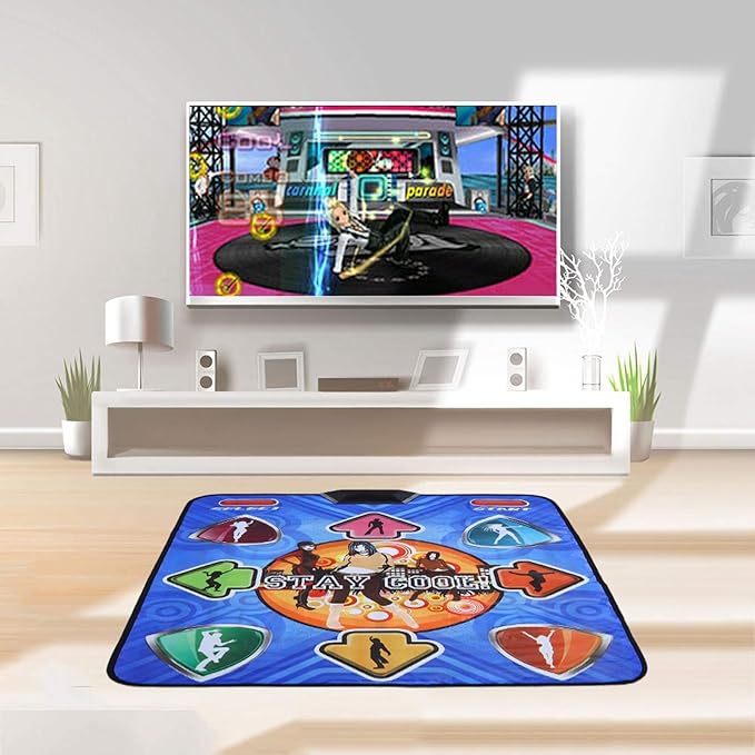 Dual Purpose Dance Pad, Non-slip Portable Double Players Dance Mat Remote Sensing Foldable Game Dancing Pad with Cordless Handle for Various Video Games,(U.S. regulations)