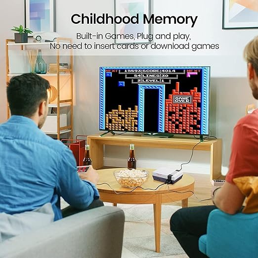 Retro Game Console with 620 Built-in Video Games,Classic Mini Game System with Wired Controller, AV Output Plug and Play Video Games (Pale Grey)