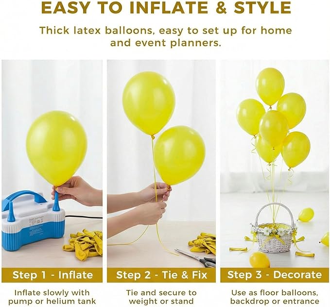 LovesTown 110PCS Yellow Balloons, Yellow Latex Balloon for Easter Sunflower Birthday Baby Shower Graduation Engagement Anniversary Wedding Party Supplies Garland Arch Decoration,12 Inches