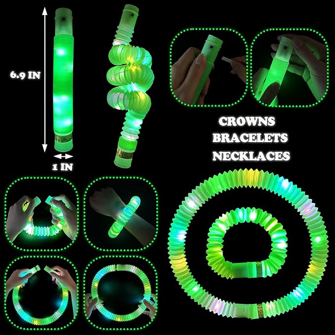 St Patricks Day Green Glow Sticks Party Favors Toys Gifts for kids,Saint Patricks Light up Bracelets Necklaces Accessories Decor,St Patty's Goodie Gift Bag Stuffers Treats Parade Throws for Boys Girls