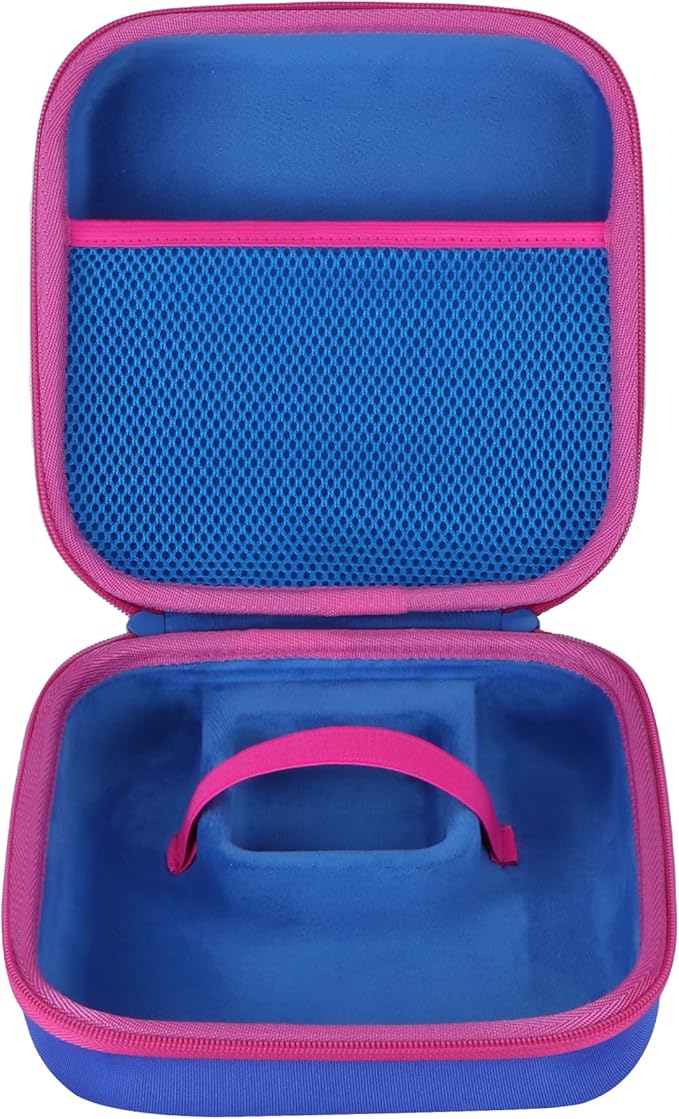 Storage Case Compatible with YOTO Mini + Headphones Kids Audio Player Travel Device Stories Music Podcast Radio Speaker (Blue + Rose red Zipper)
