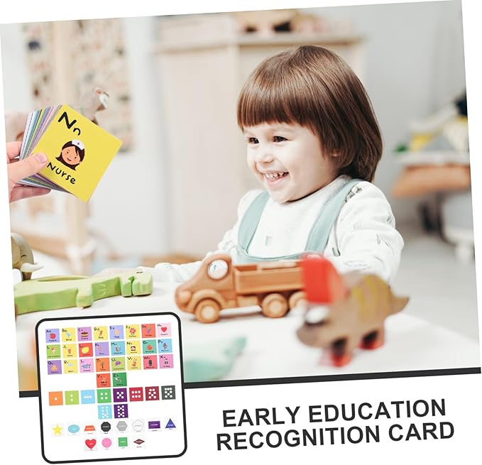Educational Alphabet Shapes Cards for Preschool Early Learning Flashcards with Cartoon Pictures for Cognitive Development and Hand-Eye Coordination