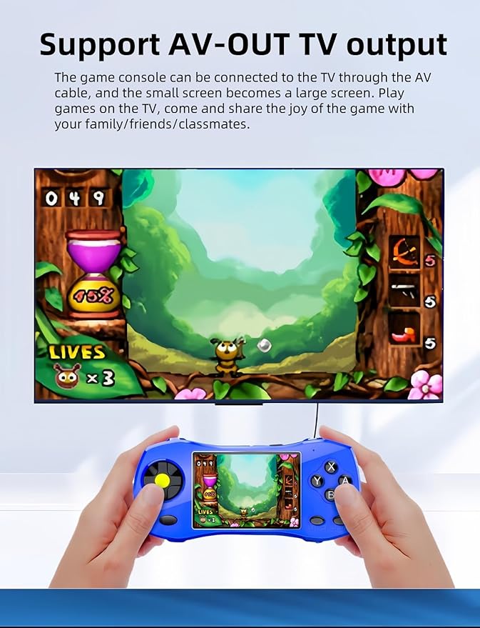 3.0" Sports car Shape Handheld Game Console Built-in 250 Action/Fighting/Sports/Racing/Puzzle Retro Video Games Kid's Portable Electronic Puzzle Toy Children's Birthday (Blue)