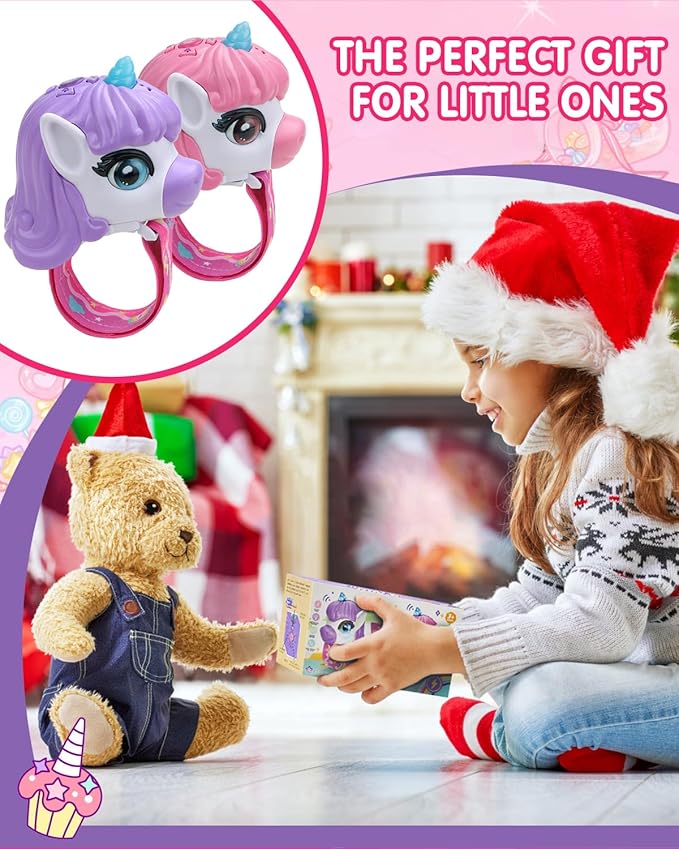 Unicorn Walkie Talkies for Kids 2 Pack with Wrist Strap, Toys for Girls Age 3-10, Long Range 2-Way Radios for Camping, Outdoor Adventure, Birthday