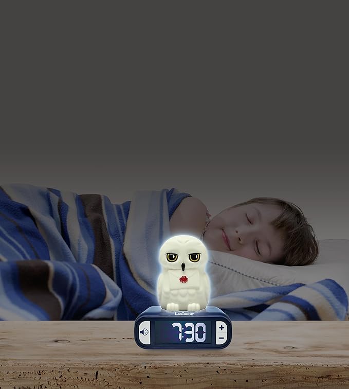 LEXiBOOK, Hedwig, Hedwig Nightlight Alarm Clock, Sounds and Melodies, Backlit LCD Screen, Luminous, Snooze, RL800HP1