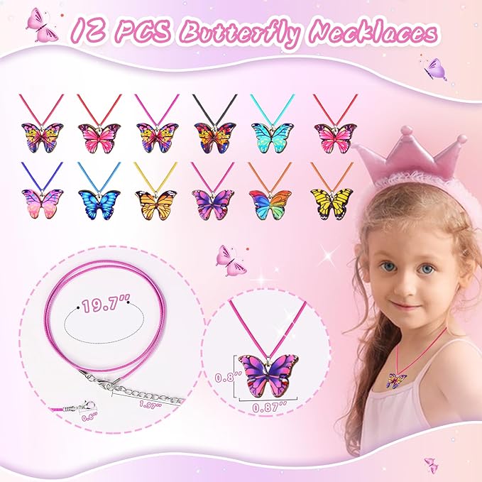 Butterfly Party Favors 122Pcs Butterfly Themed Birthday Supplies Set Fairy Party Favors Decorations Keychains Bracelets Goodie Bags Tattoo Stickers Gifts for Pinata Filler