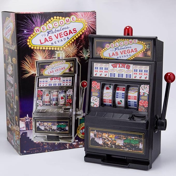 Mini Slot Machine, Nostalgia Retro Arcade Slot Machine Coin Bank Portable Handheld Game Machine Toy with Lights & Sounds, Rechargeable Machine Arcade for Adult