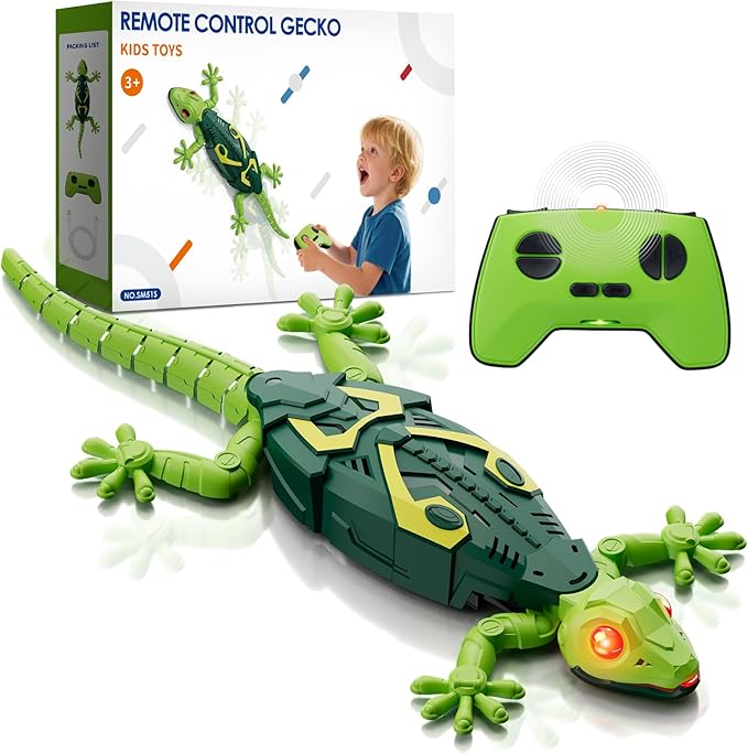 Wall Crawler Gecko, Remote Control Robot Toys, Rechargeable RC Animals Toy, Realistic Wall Crawling Halloween Birthday Gifts for Boys Girls Ages 4-8 6-8