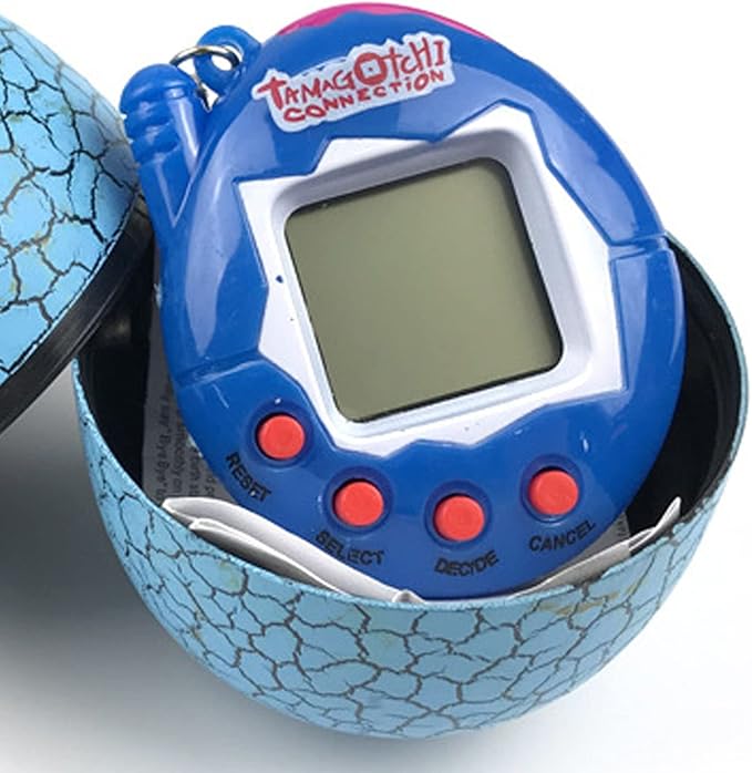 Virtual Electronic Digital Pet Game Machine Keychain with Egg Shaped Case, Upgraded Collector's Edition Virtual Pets for Kids (Blue)
