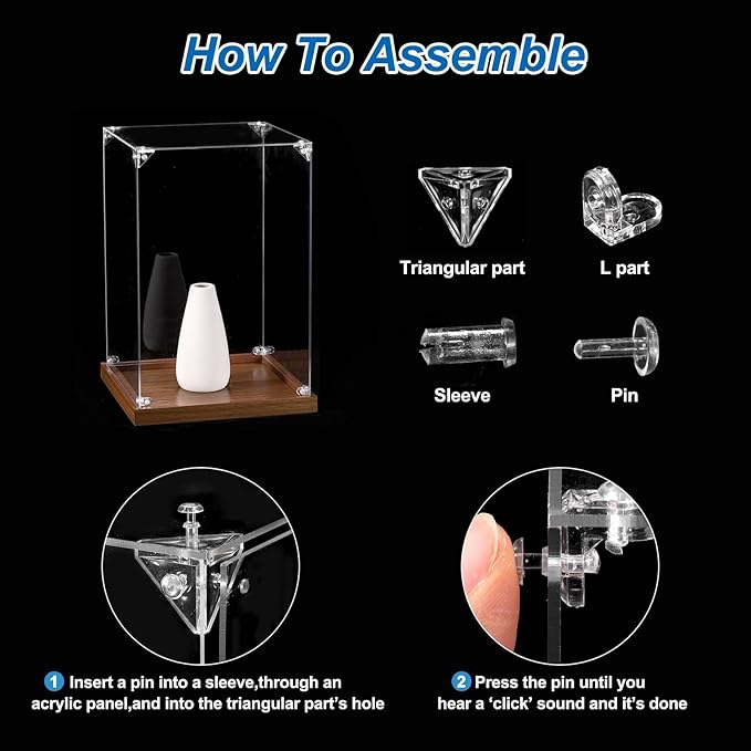 MECCANIXITY Acrylic Display Case, 10x6x6 Inches Clear Display Box Assemble Dustproof Display Box Storage Organizer for Collectibles Action Figures