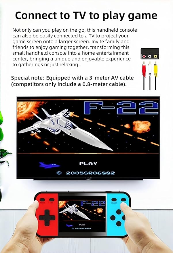 JXD Mini 3-inch LCD Screen Retro Video Game Console with 240 Games Connects to TV Children's Handheld Electronic Game Puzzle Toys Christmas Travel and Leisure Essential