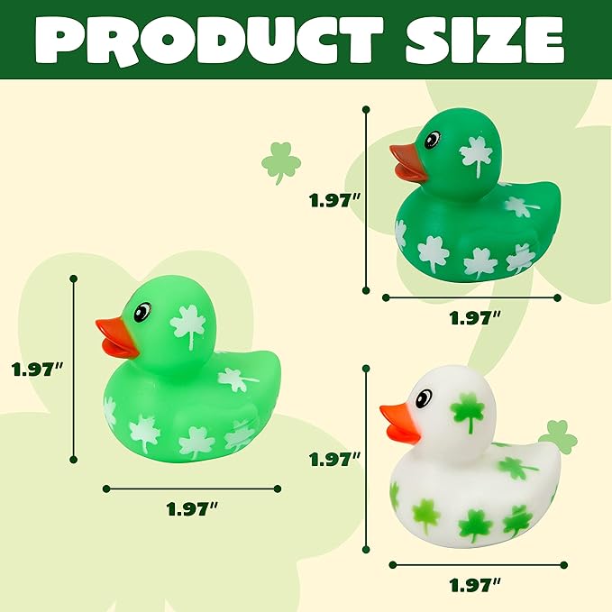 JOYIN 24 Pcs St.Patrick's Day Rubber Ducks Bulk for Patrick's Party Supplies, Green Shamrock Ducks for Kids Accessories Party Favors