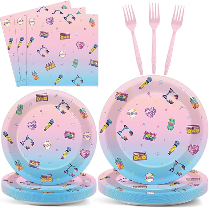 96pcs Demon Movie Paper Plates and Napkins Animations Theme Birthday Party Supplies Anime Demon Cartoon Disposable Dinnerware Tableware Set for Boy Girl Birthday Baby Shower Party Decoration Serve 24