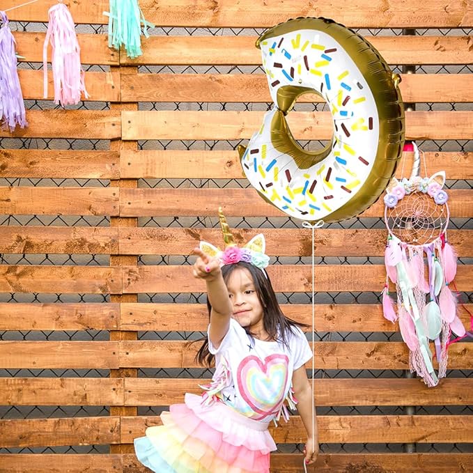 White Sprinkle Donut Balloon Dessert Food Cake Doughnut Theme Birthday Decoration, 6 Pack Sweet Candy Balloons Sweetmeat Donut Time Balloons For Grow Up Party Supplies Baby Shower Sweet Party Supplies