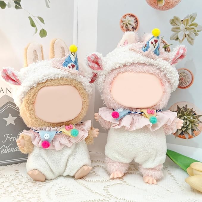Clothes for Doll, 15/17cm Doll Clothes Set Suitable for Dolls Accessories - Lamb Hat + Bib + Halter + Pants (NO Doll),Lamb