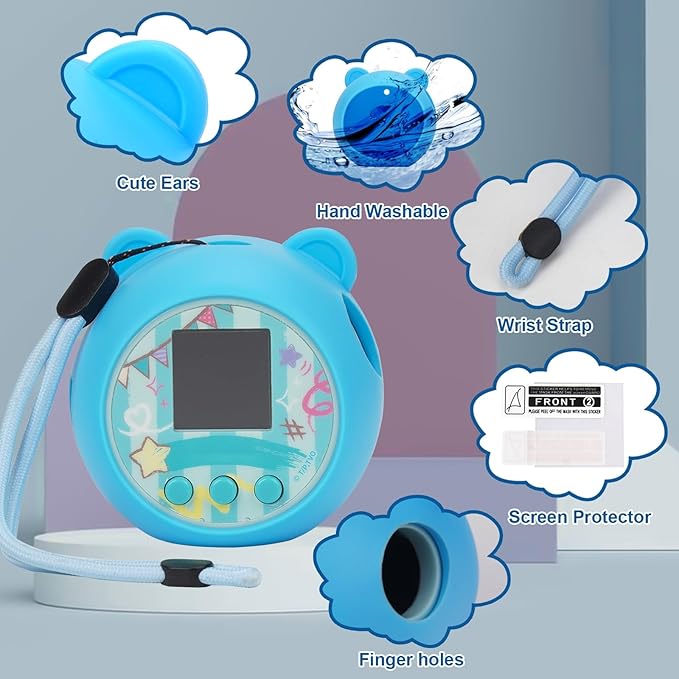 YouKnow Silicone Case Compatible with Punirunes Interactive Digital Toy, Protective Skin Sleeve for Punirunes Virtual Electronic Pets Accessories (Case Only) (Blue)