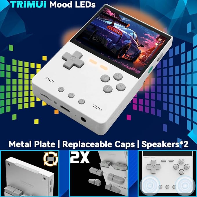 Trimui Brick Handheld Game Console 3.2-inch 1024 * 768 IPS Screen 3000mAh Trimui-brick Opensource System with Portable Case and Screen Protector White