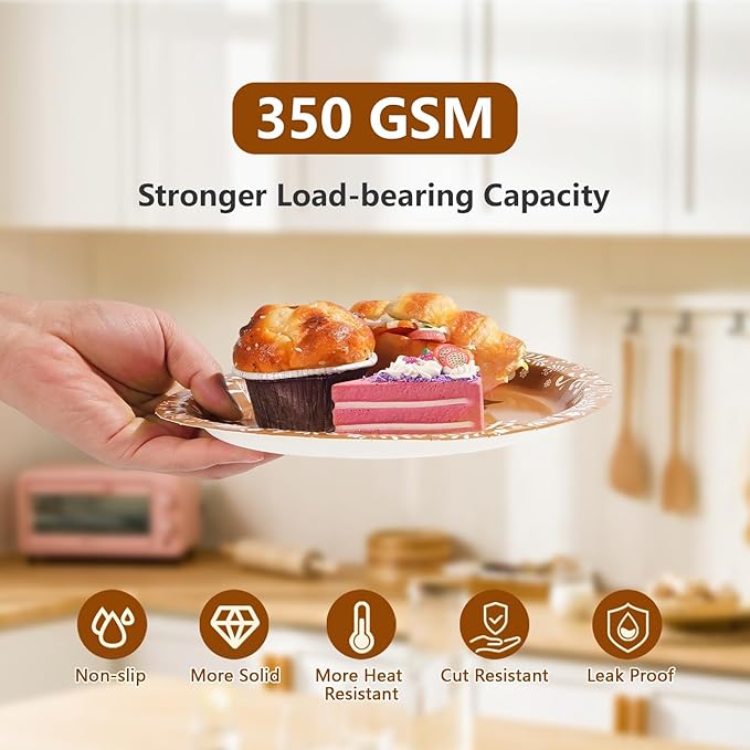 96 Pcs Mexican Baptism Decorations Disposable Brown Mexican Paper Plates and Napkins Lindo Tableware Set for Boy Christening First Holy Communion Baptism Baby Shower Party Supplies