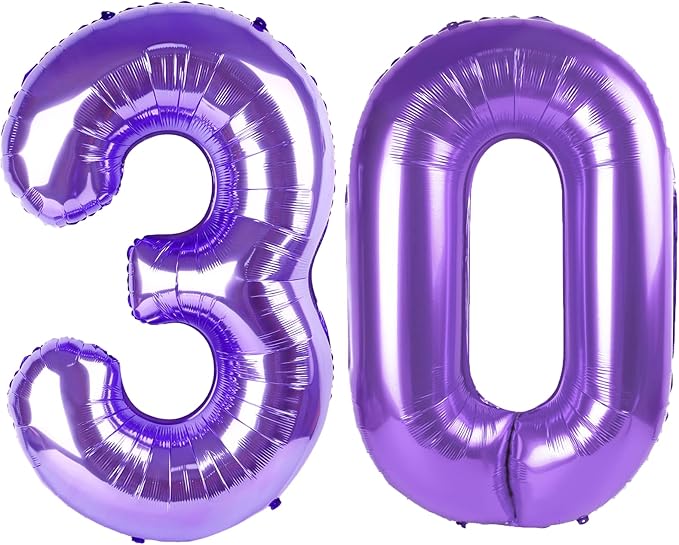 40 Inch Purple Number 30 Digital Balloon,Jumbo Mylar Foil Helium Balloon for 30 Balloons for Birthday Party,Wedding Anniversary Party Decorations