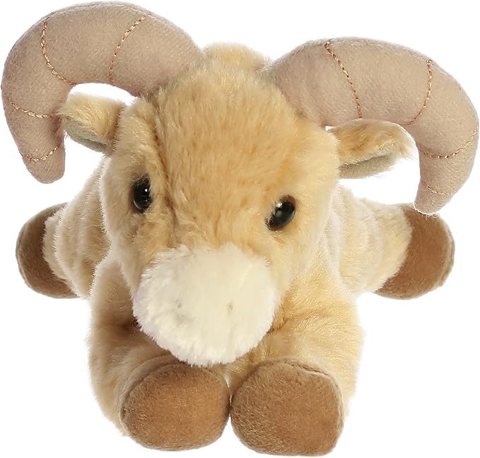 Aurora® Adorable Mini Flopsie™ Big Horn Sheep™ Stuffed Animal - Mini Companions Ready for Playful Adventures - for Kids All Ages, Toddlers, Adults, and Families - Brown 8 Inches