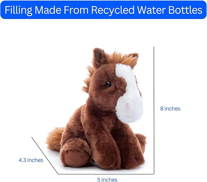 The Petting Zoo Floppy Horse Stuffed Animal Plushie, Gifts for Kids, Wild Onez Wildlife Animals, Horse Plush Toy 8 inches