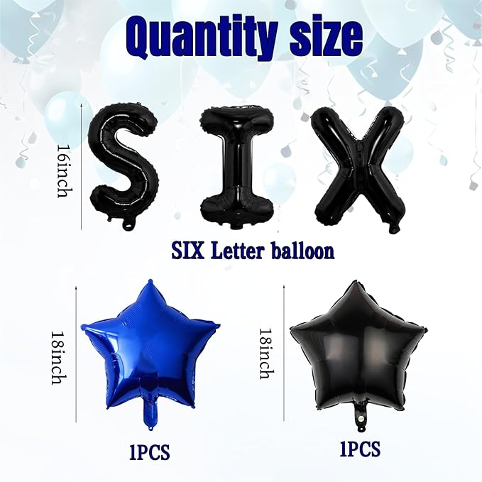 11pcs Video Game Themed Party Decorations, Number 6th Boys Birthday Party Supplies, Navy Blue Video Game Controller Mylar Foil Balloon, Video Game Party Decoration Supplies