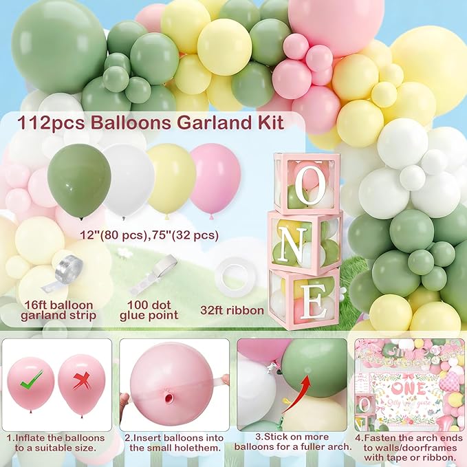 128 pcs One Silly Goose Birthday Decor Girl, Pink 1st Birthday Decorations Girl, Photo Banner Balloons Poster Hat High Chair Banner Cake Topper Boxes Goose Backdrop for Kids Birthday Party Supplies