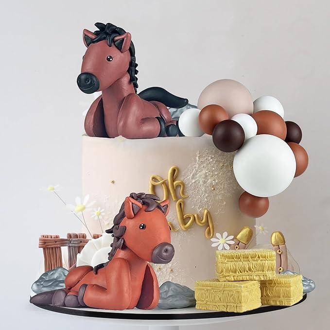 31 PCS Horse Cake Toppers Ball Cake Picks Horse Baby Shower Cake Decoration for Horse Theme Party Favors Supplies