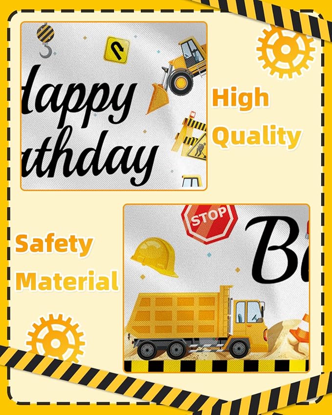Construction Birthday Party Decorations, Dump Truck Excavator Birthday Party Decorations Construction Themed Balloons, Banner, Backdrop, Tablecloth, Cake Toppers for Boys Kids Party Supplies