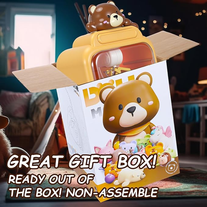 Cartoon Claw Machines for Kids 36 Prizes Age 6+ Mini Vending Machines with Music for Kid with Plush Toy Christmas Birthday Thanksgiving Girls Boys Gifts(Bear)