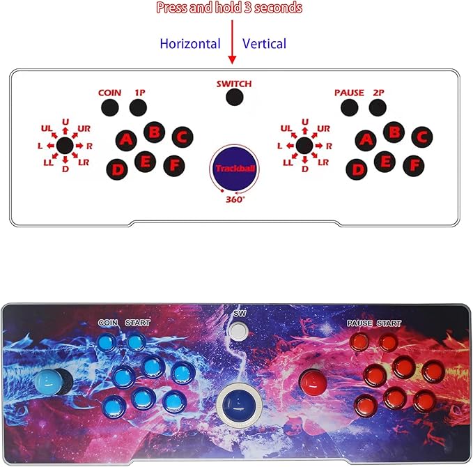 3D Saga DX Preloaded with 516 Vertical + 3000 Horizontal Games, 3 Sided Cocktails, 3D Saga Box Arcade Game Console, Precision LED Push Button 8 Way Joysitck USB Trackball,1280X720, 4P Games