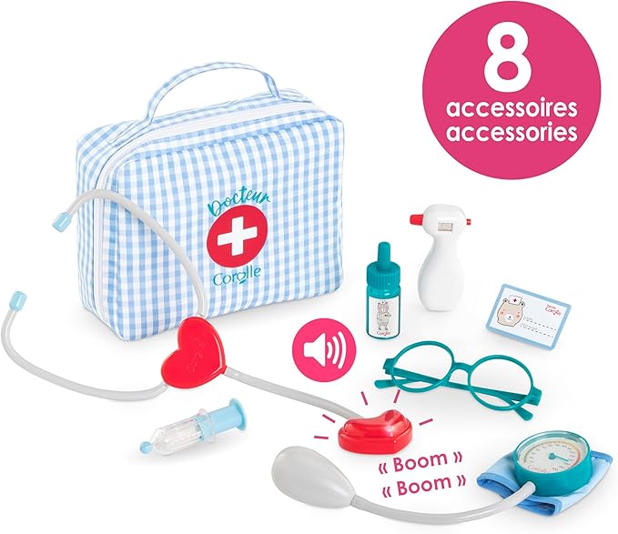 Corolle Doctor's Suitcase Toy, Kids Medical Kit with Accessories, Pretend Play Doctor Set for Children 3+ Roleplay Game for Imaginative Learning, Portable Case for Easy Storage & Travel