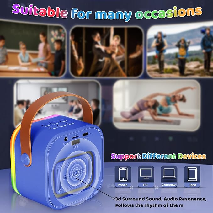 Mini Karaoke Machine for Kids, Girl Toys Gifts, Kids Karaoke Wireless Microphone for 4,5,6,7,8,9,10,11,12 Years Old Boys and Girls Christmas Party Gifts Toys (Dark Blue)