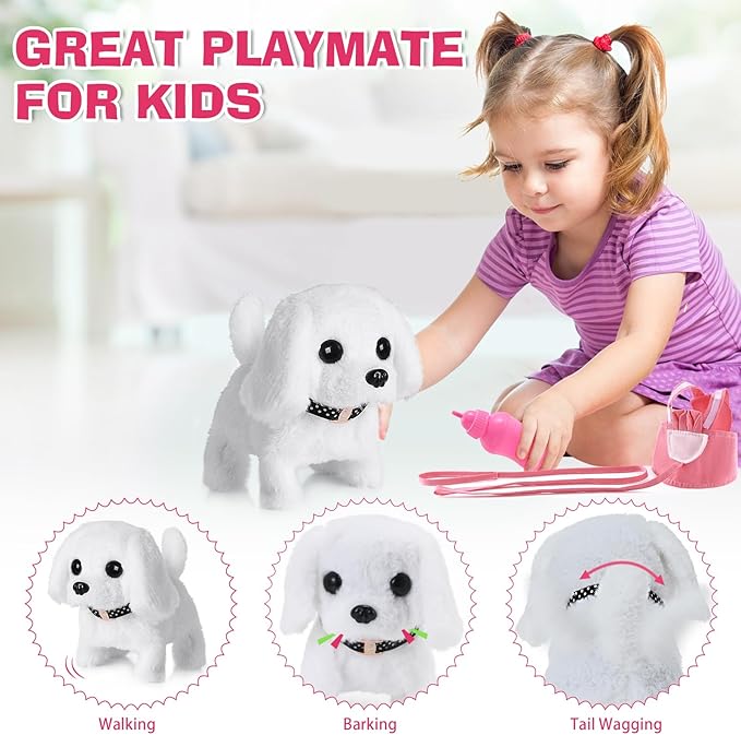 15 Pcs Robot Puppy Dog Toys for Girls Kids Boys, Realistic Robot Puppy Toys with Walk & Bark, Toy Gifts for 3 4 5 6 Year Old, Ideas 3 4 5 6 Year Old Birthday Gifts