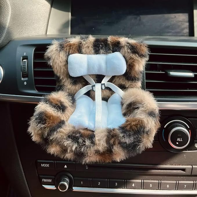 Doll Car Seat for 3–8 inch Figures, Fits Character Plushes, Blind Box Dolls & Vinyl Collectibles, Includes Air Vent Clip & Desktop Stand, Cute Car Ornament for Collectors