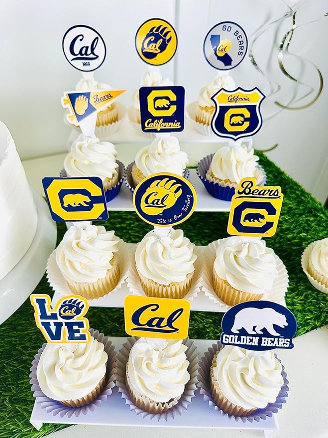 Cal UC Berkeley Cupcake Topper Party Supplies for Football, Birthday, Graduation Party Decorations (24 Pieces) (California Berkeley Golden Bears)
