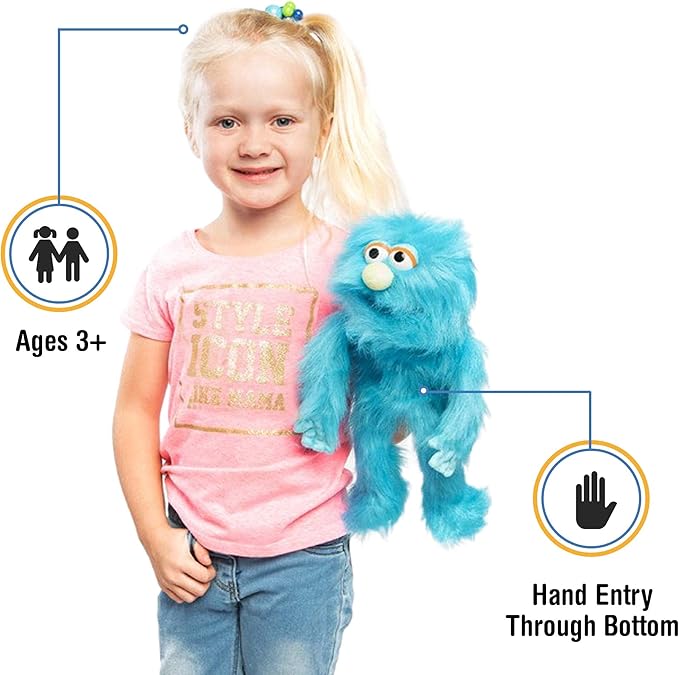 14" Blue Monster, Hand Puppet