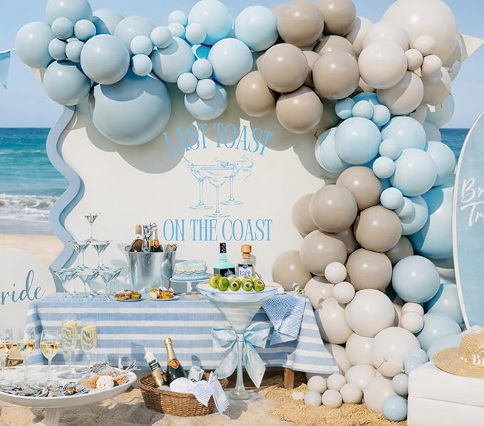 Blue White Sand Balloon Arch kit for Last Toast on the Coast Bachelorette Beach Coastal 30th Birthday Bach Final Fiesta Bridal Shower Party Decoration (Dusty Blue)
