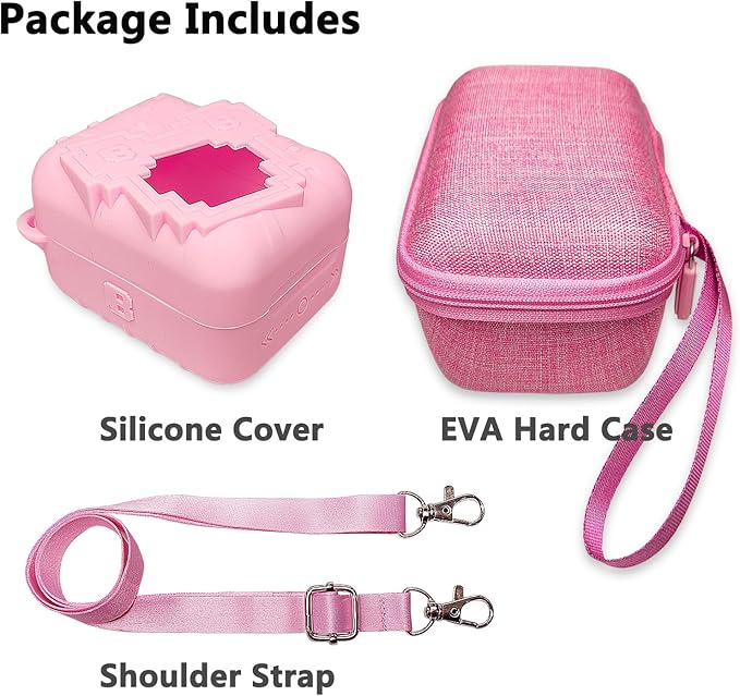 JCHPINE Hard Carrying Case and Silicone Cover for Bitzee Disney Interactive Digital Pet, Protective Case for Bitzee Disney Virtual Electronic Pets Accessories (Pink)