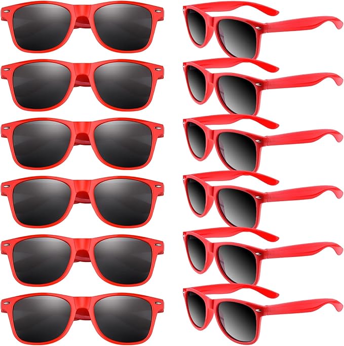 TUPARKA 12 Pack Sunglasses Party Favors Bulk Party Toys, Goody Bag Favors for Birthday Party Beach Pool Wedding Party Supplies, Red