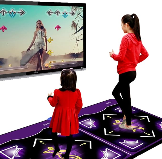 Diyeeni Electronic Dance Mat, Dance Step Pad with Handle, Double Dance Floor Mat for Adult Kids, with 100 Dance Songs, 60 Games, 512MB Memory Card, Input/USB Connector(US)