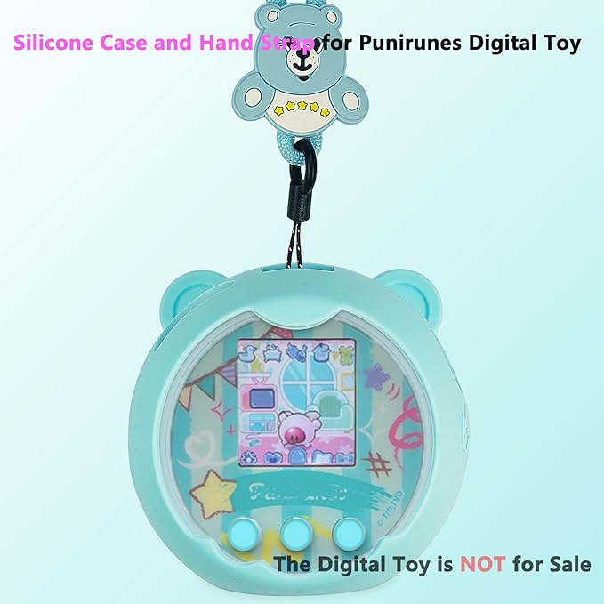 Silicone Cover Case for Punirunes Interactive Digital Toy Squishy Characters Pet, Screen Protector for Punirunes Virtual Electronic Pets Accessories(Silicone Case and Lanyard) (Teal)