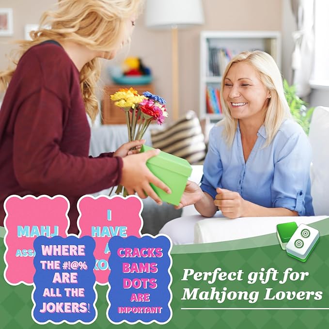 Soulchen 4 Pcs Mahjong Tile Mixer Shufflers for Mixing and Shuffling Tiles Plastic Mahjong Accessories Gifts for Lovers Games Decorative Printed Design (Pink & Blue Style)