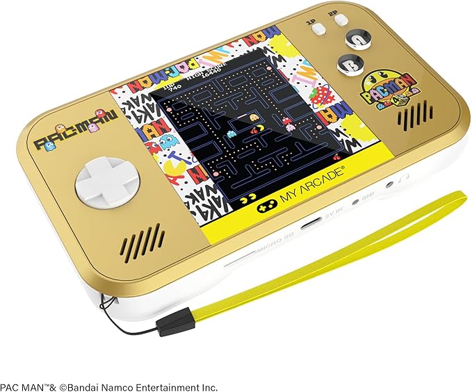 My Arcade Pac-Man Pocket Player Max: Pac-Man 45th Anniversary Retro Game Console, Rechargeable Battery, 4 Classic Games in 1, Arcade Gaming
